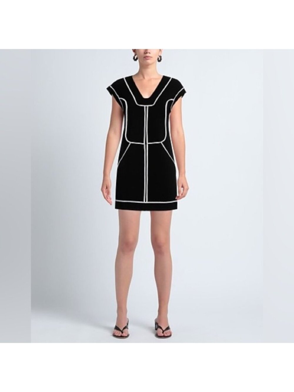 ELISA CAVALETTI by DANIELA DALLAVALLE black with white details mini dress small